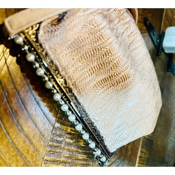 NEW Kate Landry Pink Silk With Pearls & Rhinestones  Cross body /clutch/handbag - Picture 6 of 9